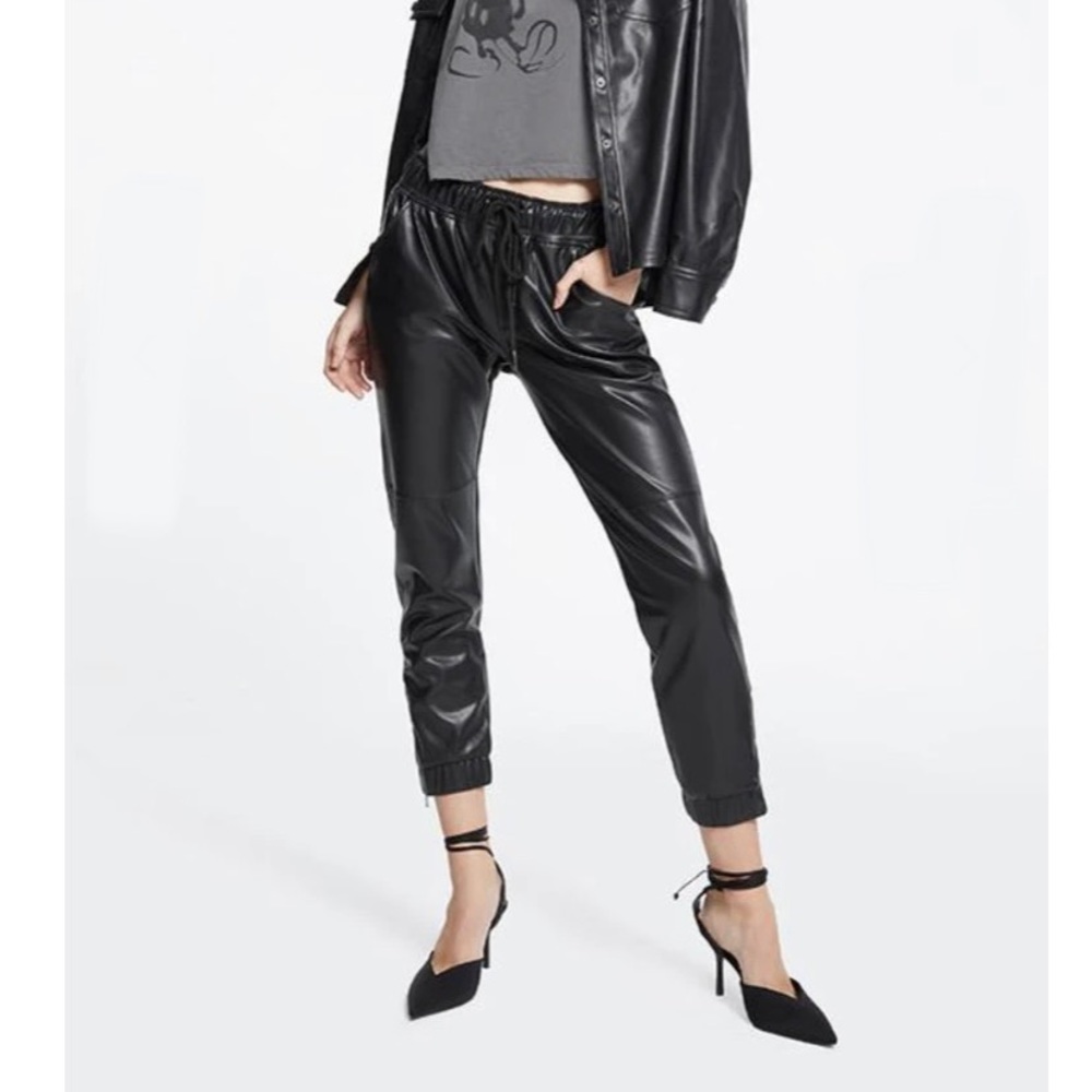 David Lerner Vegan Leather Joggers Small